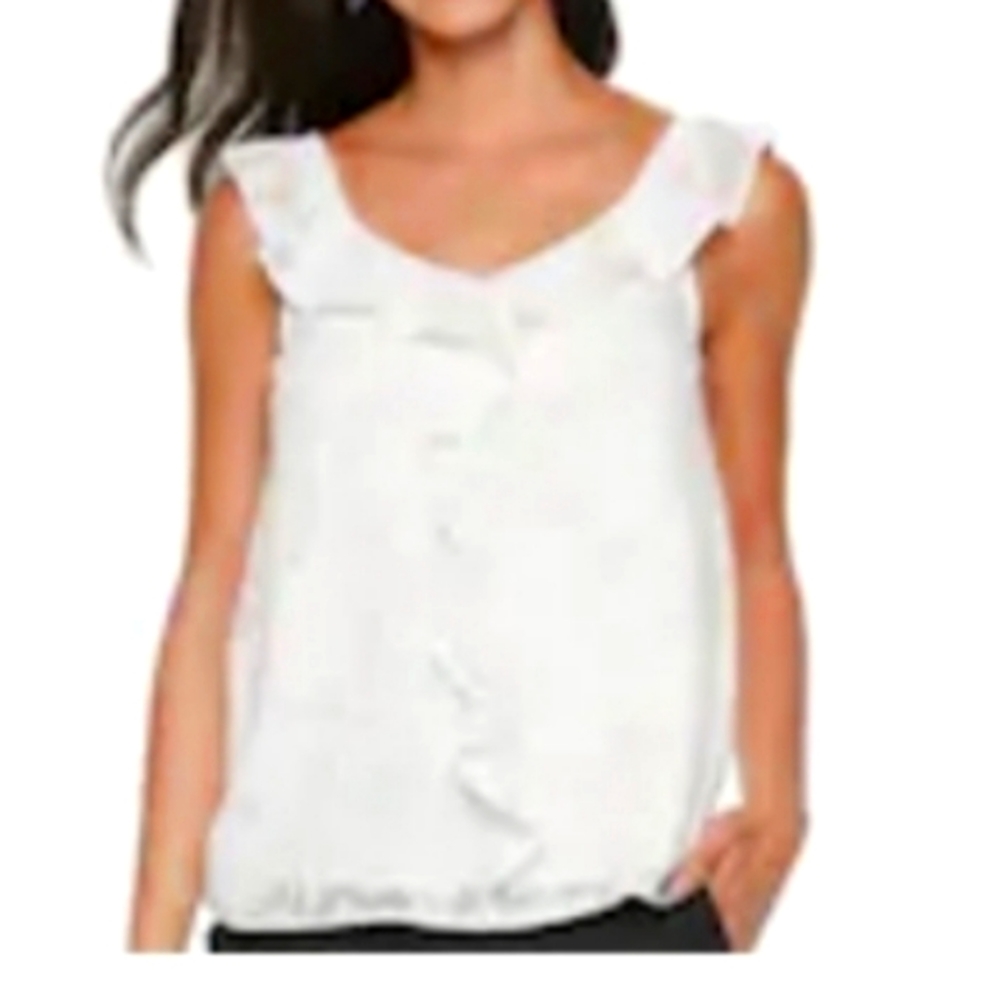 White Ruffle Detail Sleeveless